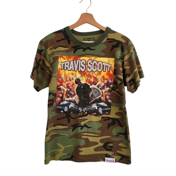 TRAVIS Scott x Diamond Supply Camoflauge Graphic Tee Shirt Small - Picture 1 of 8